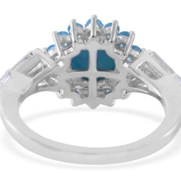 Genuine Sleeping Beauty Turquoise, Neon Apatite & Moissanite Ring Size 9! - Picture 3 of 7